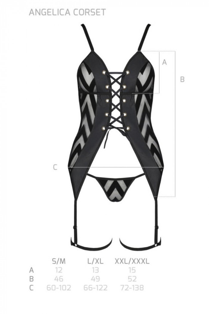 Корсет с трусиками и гартерами Passion Angelica  — Заказать онлайн с доставкой