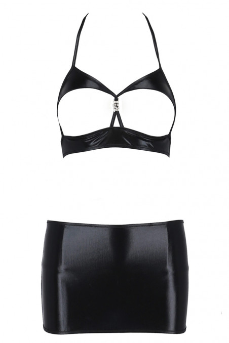 Комплект латексный с открытым бюстом и юбкой Passion Vicky  — Заказать онлайн с доставкой