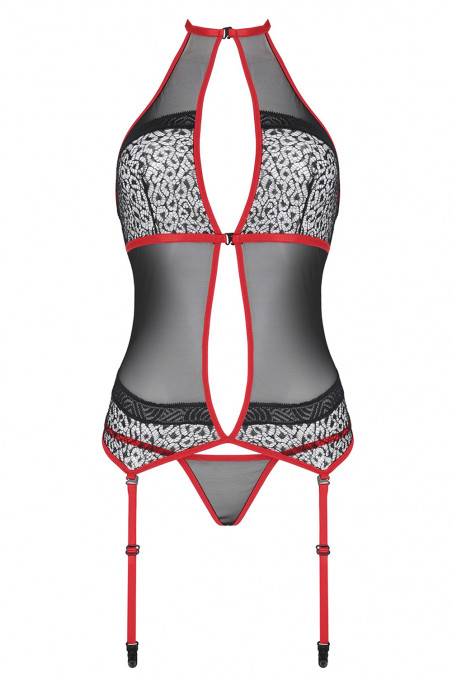 Корсет прозорий з трусиками Passion Satara corset Red — Купити в Dorin.shop | Ціна, Фото