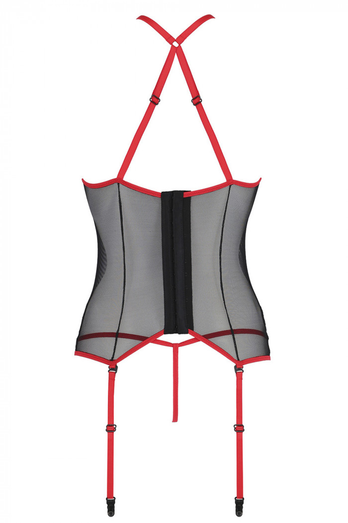 Корсет прозорий з трусиками Passion Satara corset Red — Купити в Dorin.shop | Ціна, Фото