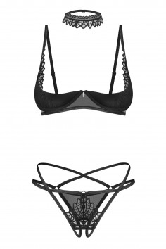Комплект с открытым бюстом и трусиками Obsessive Donarella set  — Заказать онлайн с доставкой 2