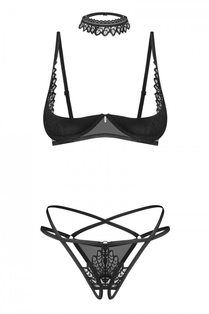 Комплект з відкритим бюстом і трусиками Obsessive Donarella set — Купити в Dorin.shop | Ціна, Фото