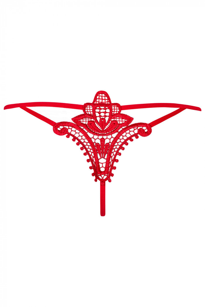 Стрінги з ажурною вставкою Obsessive Luiza Red — Купити в Dorin.shop | Ціна, Фото