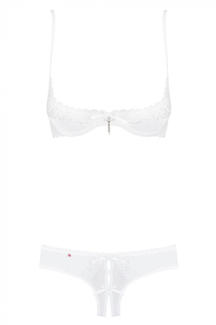 Комплект кружевной открытый Obsessive Alabastra set  — Заказать онлайн с доставкой