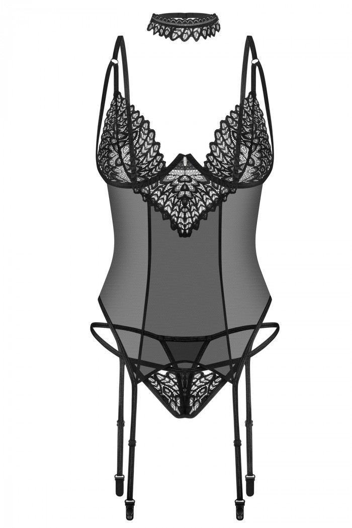 Корсет кружевной с трусиками Obsessive Donarella corset  — Заказать онлайн с доставкой