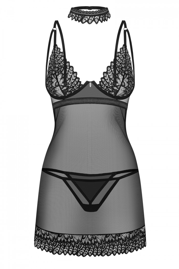Комбінація прозора з мереживним ліфом Obsessive Donarella chemise — Купити в Dorin.shop | Ціна, Фото