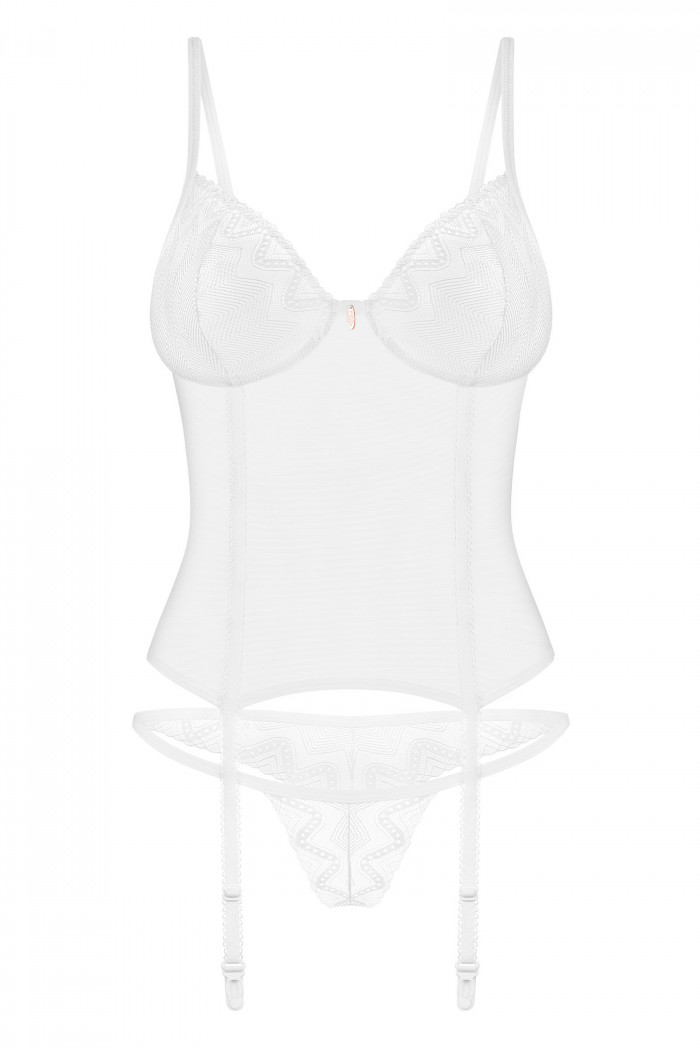 Корсет полупрозрачный с трусиками Obsessive Alissium corset  — Заказать онлайн с доставкой