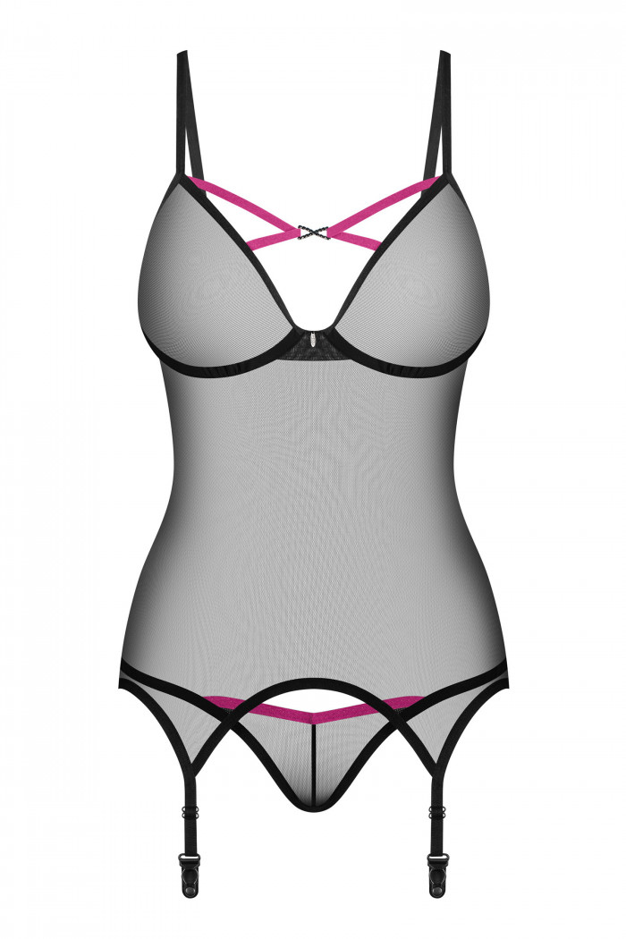 Корсет прозорий з трусиками Obsessive Novenes corset — Купити в Dorin.shop | Ціна, Фото