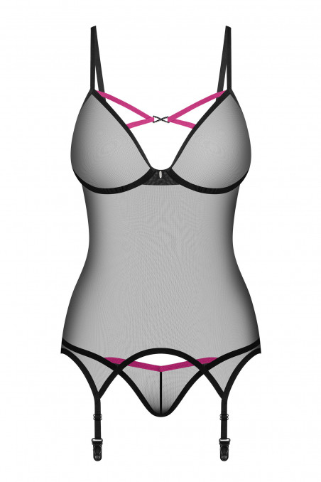 Корсет прозорий з трусиками Obsessive Novenes corset — Купити в Dorin.shop | Ціна, Фото