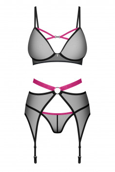 Комплект белья прозрачный с поясом Obsessive Novenes set  — Заказать онлайн с доставкой 2