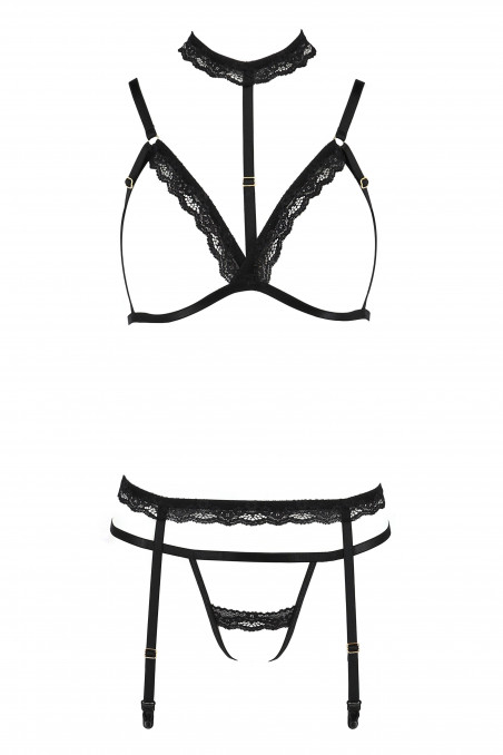 Комплект белья со стреп с открытым бюстом и трусиками Passion Shelly  — Заказать онлайн с доставкой
