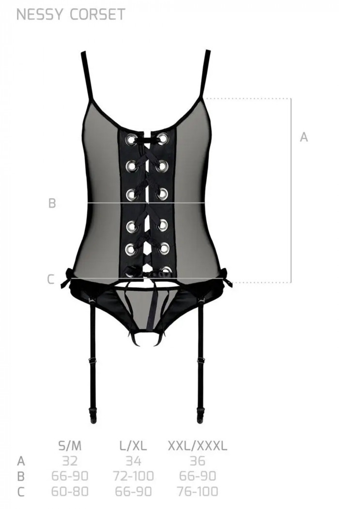 Корсет прозрачный с открытыми трусиками Passion Nessy corset  — Заказать онлайн с доставкой