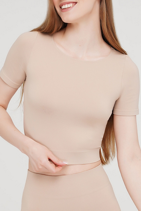 Топ безшовний з короткими рукавами Giulia Crop T-Shirt Naturale • Dorin.shop