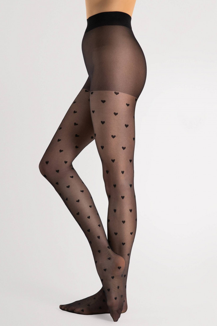 Колготы с черными сердечками Fiore LOVE POTION 15 den  — Заказать онлайн с доставкой