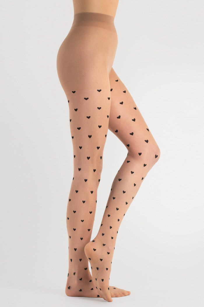 Колготи нюдові з чорними серцями Fiore LOVE POTION — Купити в Dorin.shop | Ціна, Фото