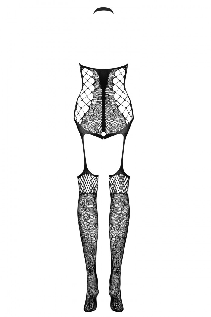 Боди-Комбинезон с вырезом и чулками Obsessive F240  — Заказать онлайн с доставкой