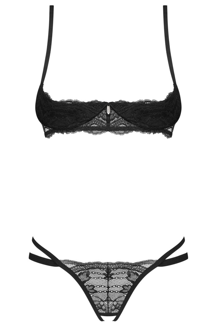 Комплект с открытым бюстом и трусиками Obsessive Nutris set  — Заказать онлайн с доставкой