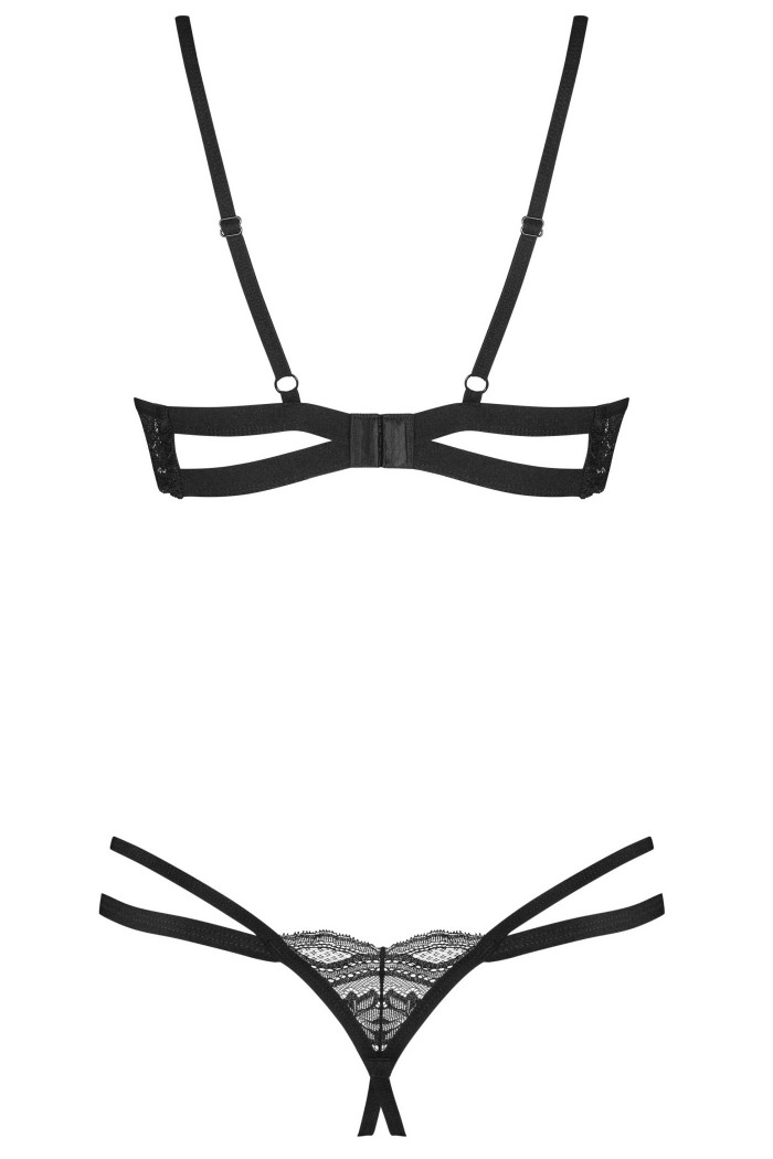 Комплект с открытым бюстом и трусиками Obsessive Nutris set  — Заказать онлайн с доставкой