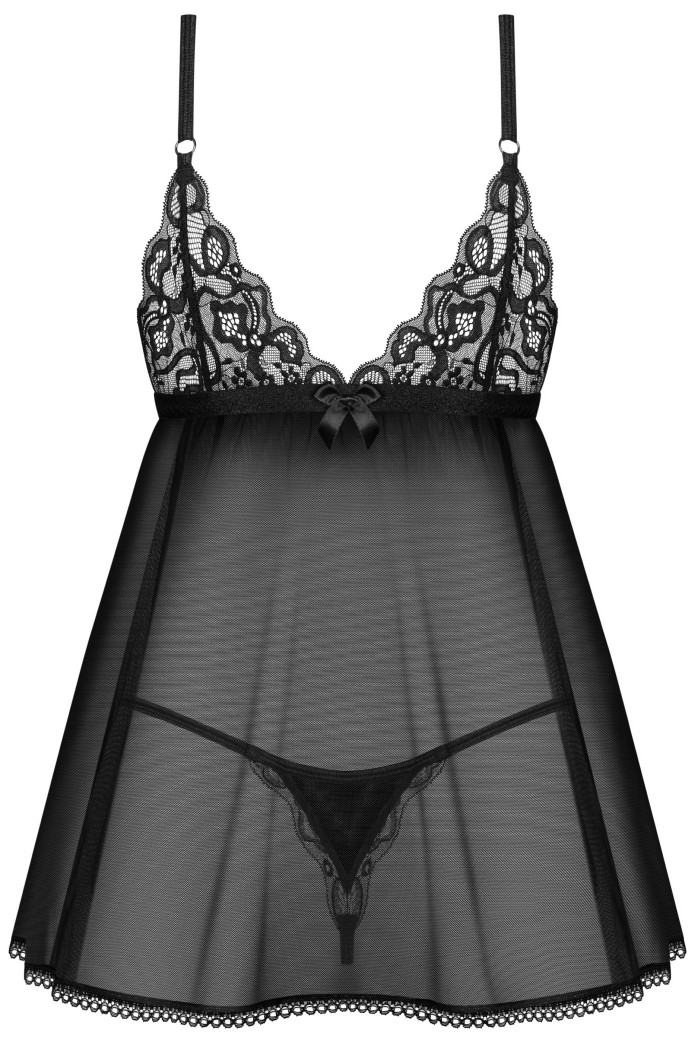 Пеньюар кружевной с трусиками Obsessive Blomentis Babydoll  — Заказать онлайн с доставкой