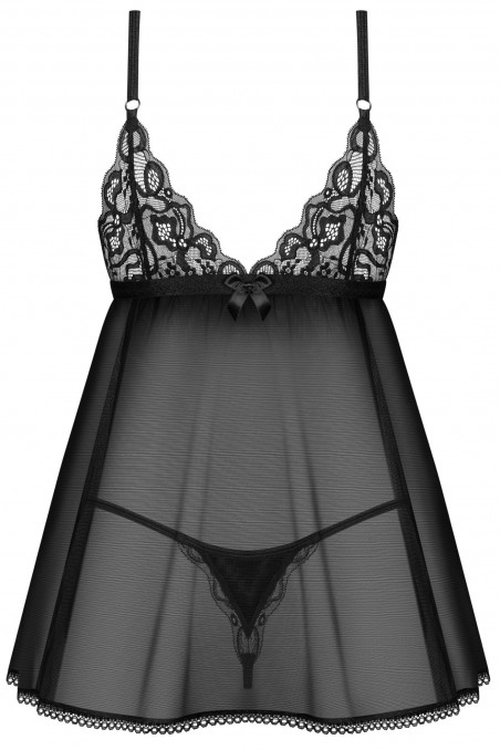 Пеньюар кружевной с трусиками Obsessive Blomentis Babydoll  — Заказать онлайн с доставкой