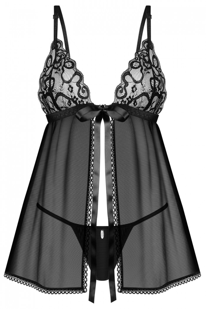 Пеньюар кружевной с трусиками Obsessive Blomentis Babydoll  — Заказать онлайн с доставкой