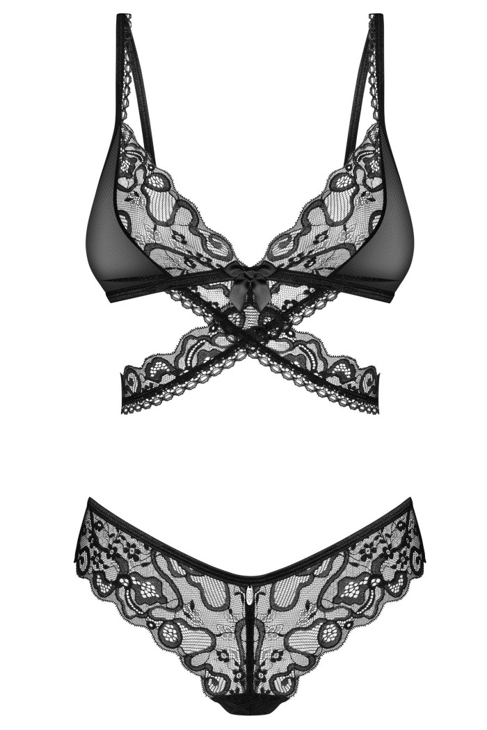 Комплект белья кружевной Obsessive Blomentis set  — Заказать онлайн с доставкой