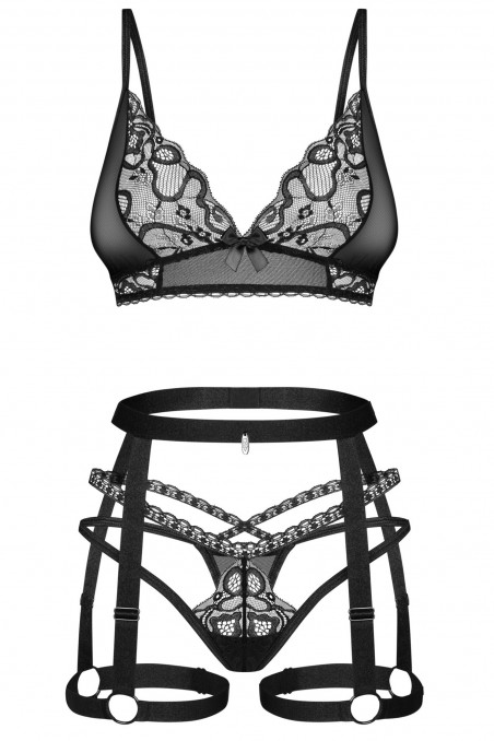 Комплект білизни з поясом Obsessive Blomentis garter belt set — Купити в Dorin.shop | Ціна, Фото