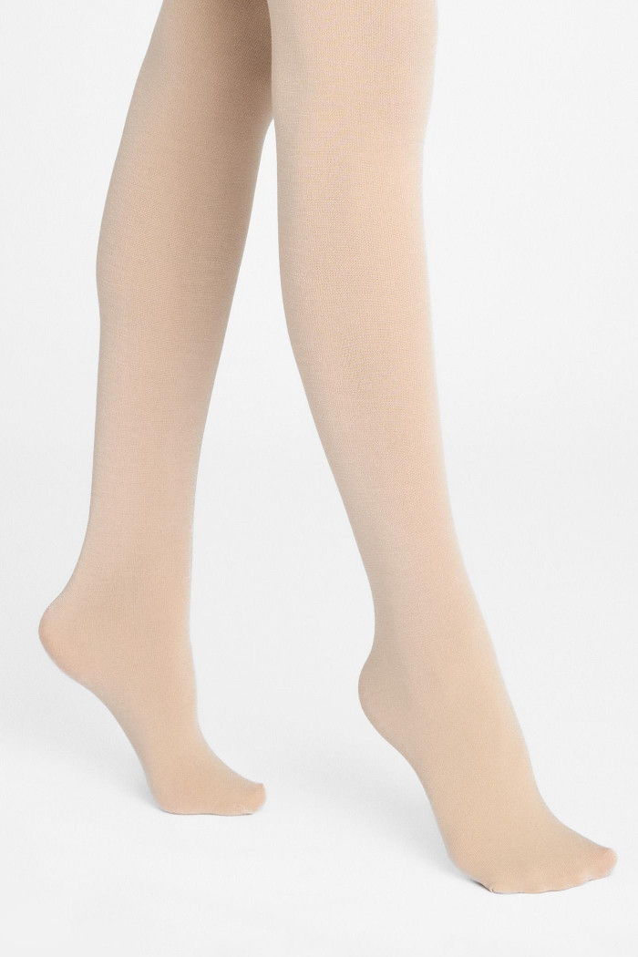 Колготки теплые бежевые в рубчик с кашемиром Marilyn Cashmere D09  — Заказать онлайн с доставкой