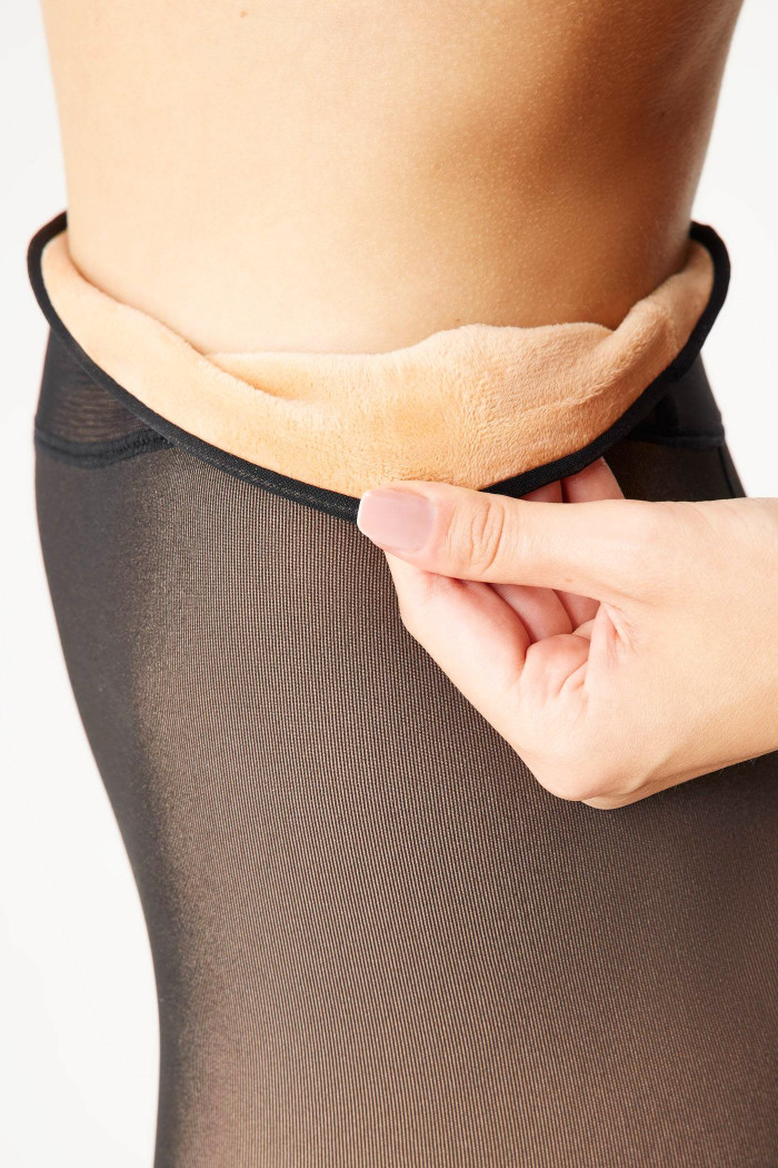 Колготки теплые на флисе с эффектом тюля "Вторая кожа" в горох WS Studio 7723 500d  — Заказать онлайн с доставкой