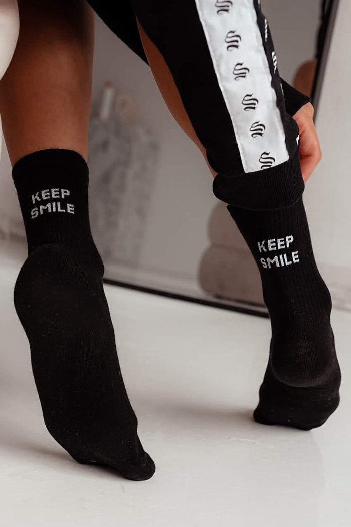 Носки женские хлопковые с надписью KEEP SMILE Milena 0200.095  — Заказать онлайн с доставкой