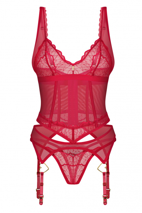 Корсет с трусиками Obsessive Diyosa Corset Red • Dorin.shop