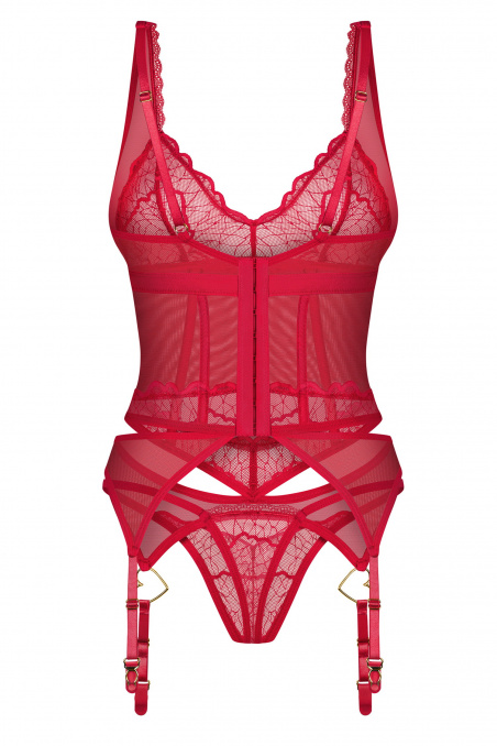 Корсет с трусиками Obsessive Diyosa Corset Red • Dorin.shop