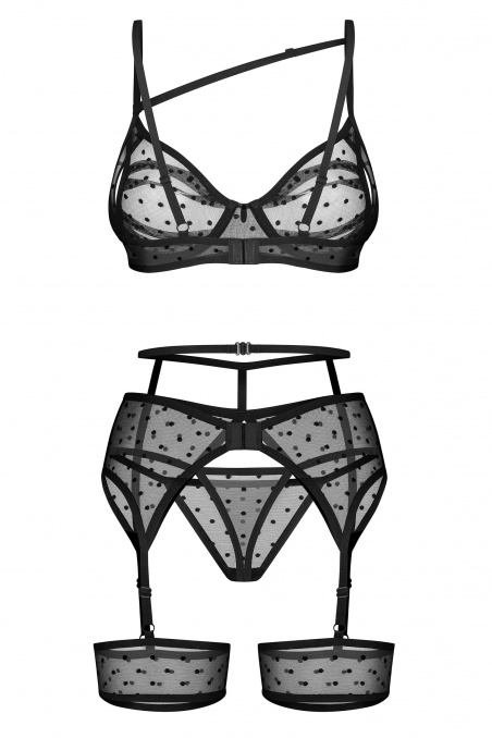 Комплект білизни з поясом Obsessive Blomentis garter belt set • Dorin.shop