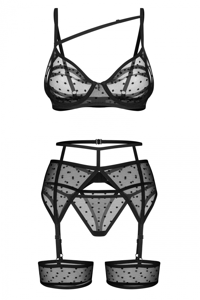 Комплект білизни з поясом Obsessive Blomentis garter belt set • Dorin.shop