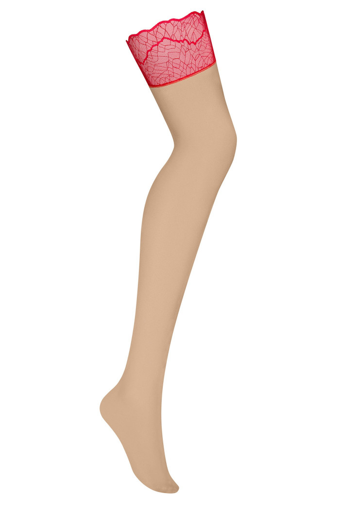 Панчохи під пояс з червоною коронкою Obsessive Cupide Desir — Купити в Dorin.shop | Ціна, Фото