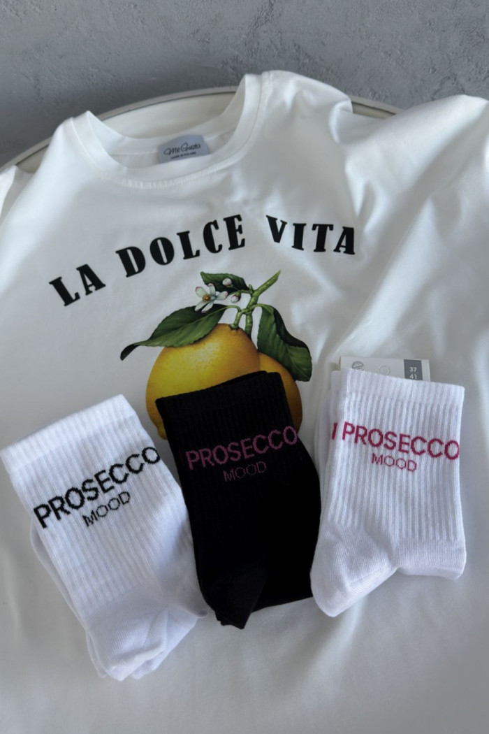 Носки хлопковые с надписью PROSECCO MOOD Milena 0200.159  — Заказать онлайн с доставкой