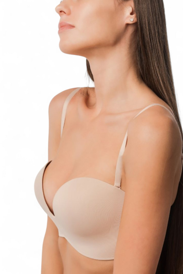 Бюстгальтер гладкий з глибоким декольте без бретелей Luna L1523A Caramela — Купити в Dorin.shop | Ціна, Фото