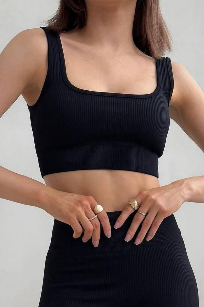 Топ на широких бретелях в рубчик Dorin Top Basic Ribbed — Купити в Dorin.shop | Ціна, Фото