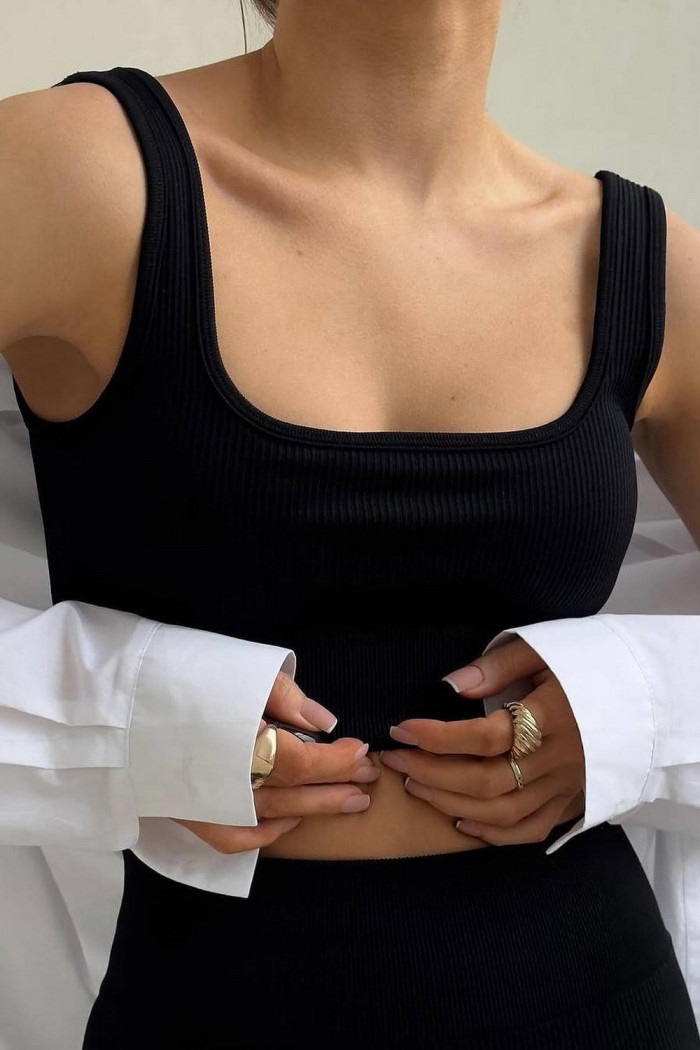 Топ на широких бретелях в рубчик Dorin Top Basic Ribbed — Купити в Dorin.shop | Ціна, Фото