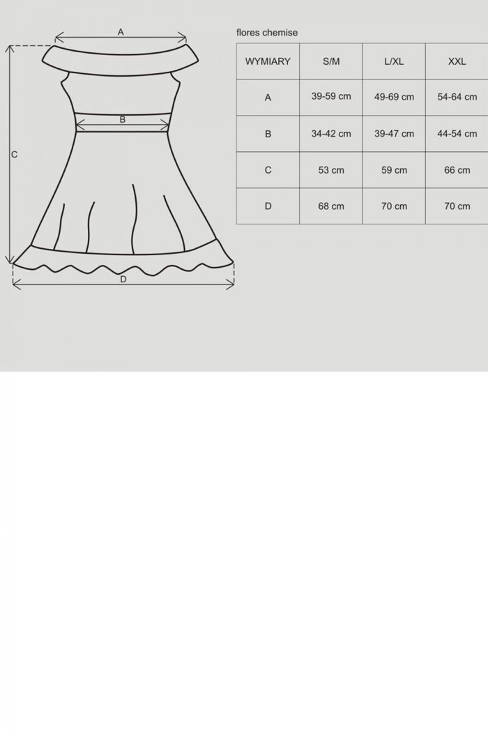 Сорочка черная Obsessive Flores chemise