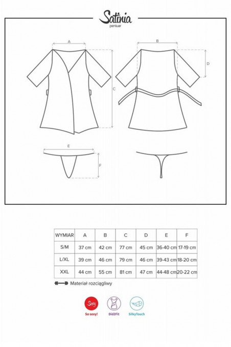 Черный атласный халат Obsessive Satinia robe