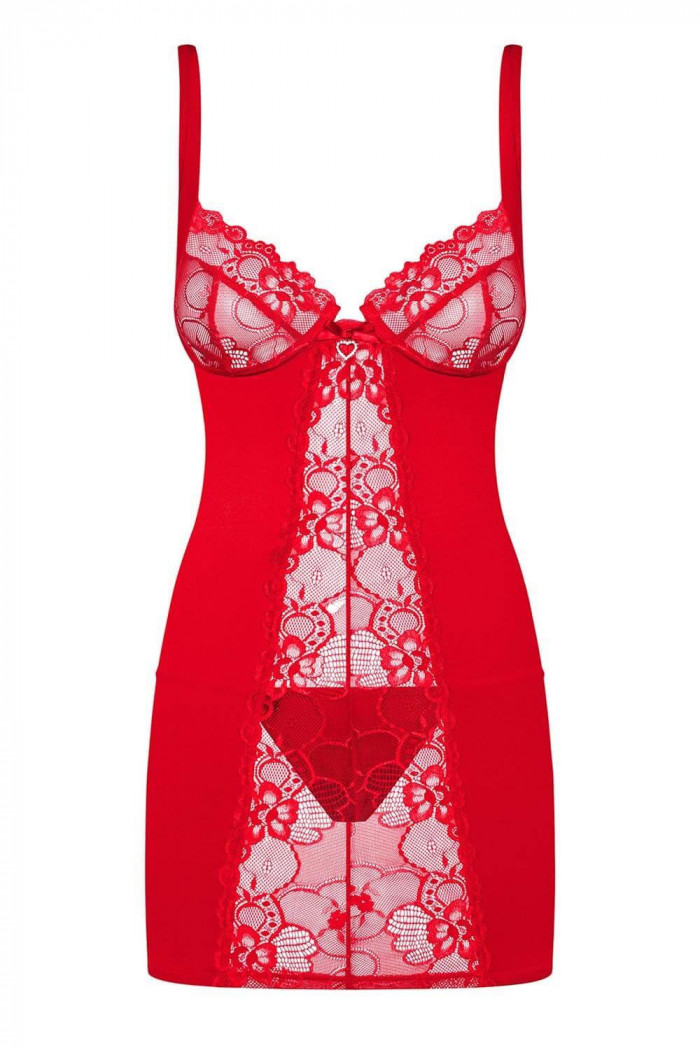 Сорочка красная Obsessive Heartina chemise