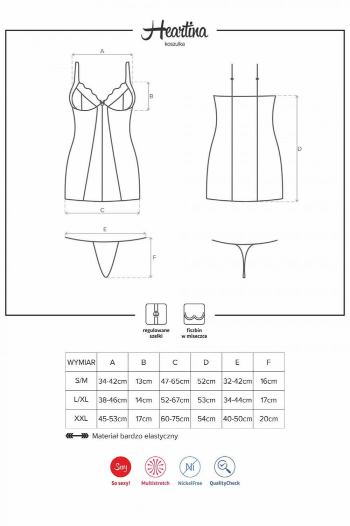 Сорочка красная Obsessive Heartina chemise