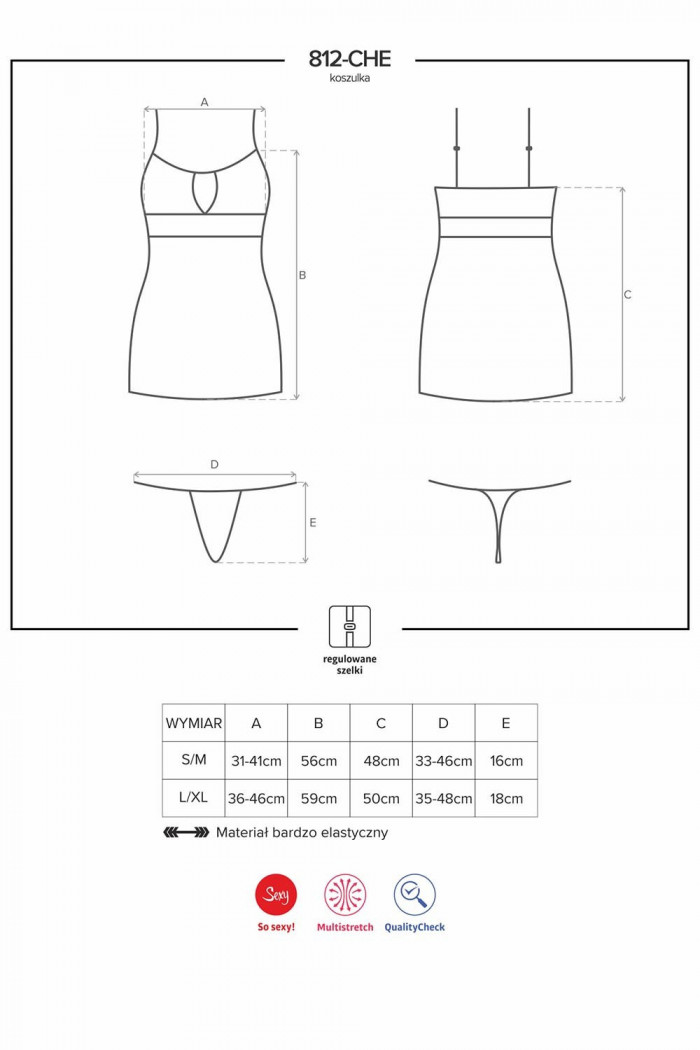 Сорочка напівпрозора Obsessive 812-CHE-1 chemise