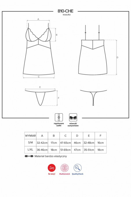 Сорочка облягає Obsessive 810-CHE-1 chemise