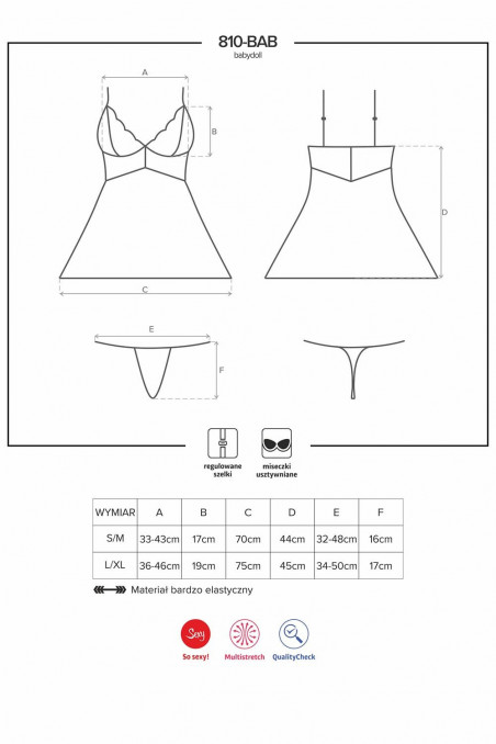 Пеньюар белый Obsessive 810-BAB-2 babydoll