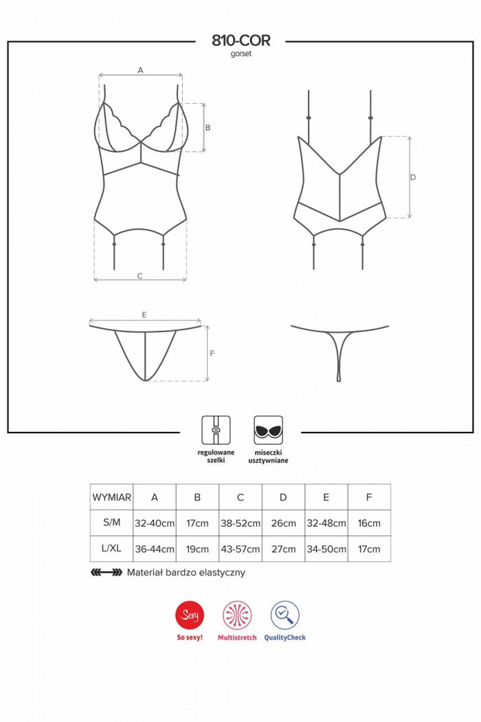 Корсет белый с трусиками Obsessive 810-COR-2 corset