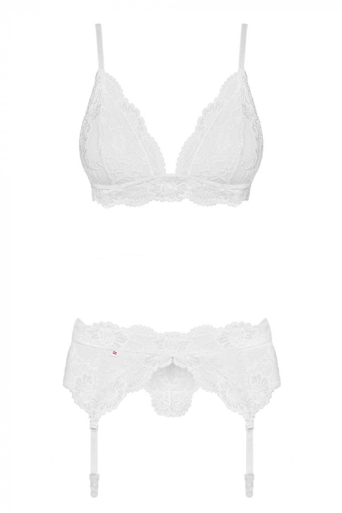 Комплект с поясом белый Obsessive 810-SEG-2 set