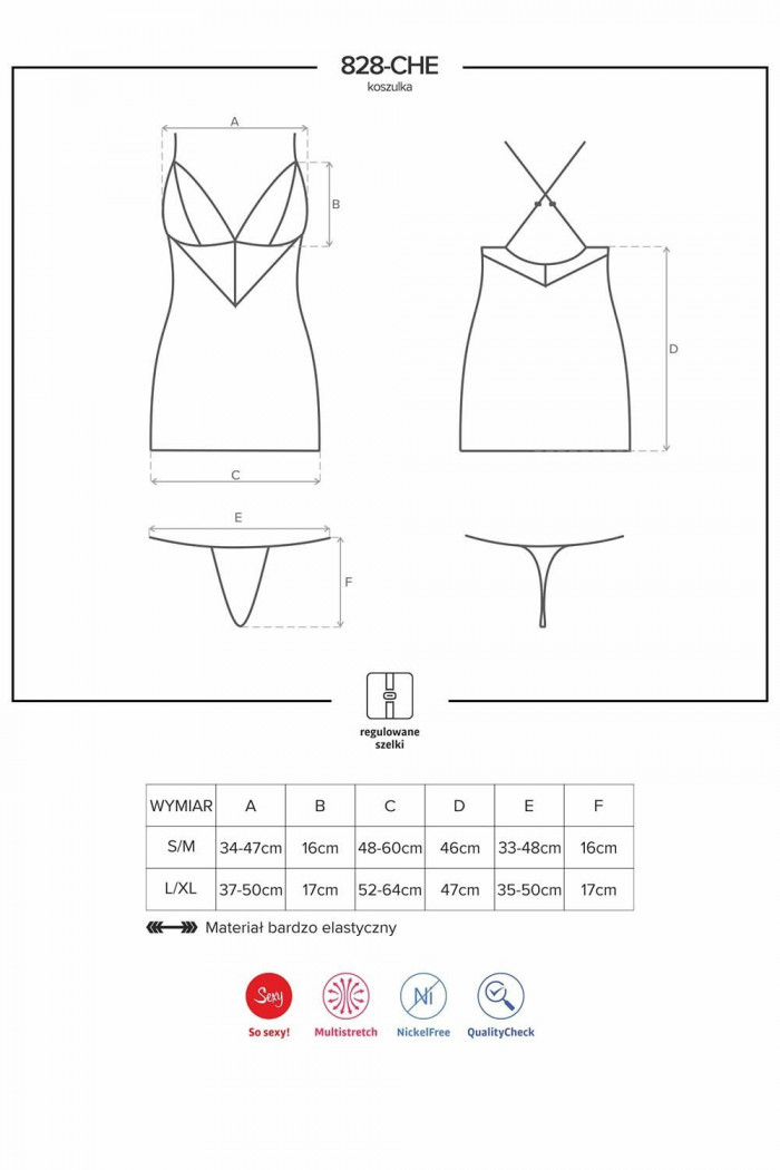 Сорочка с трусиками Obsessive 828-CHE-1