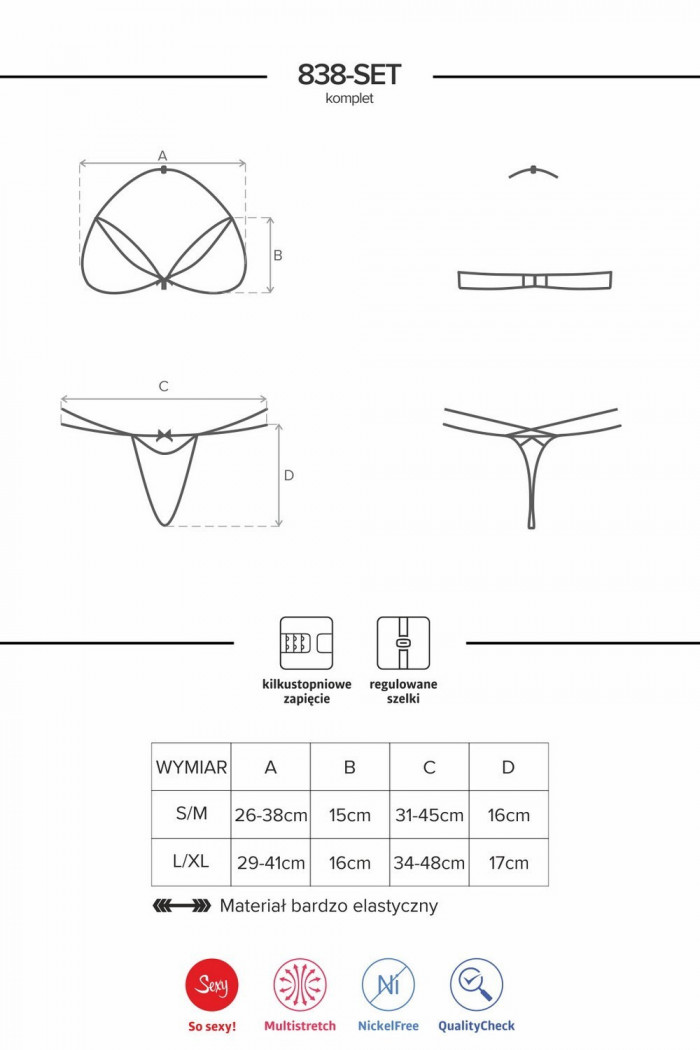 Комплект мереживною Obsessive 838-SET-3 set